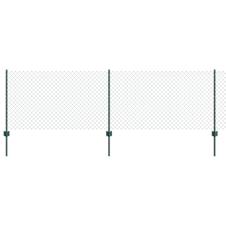 vidaXL Kettinglinkomheining met 22 U-palen Groen 0.8x25 m Staal afbeelding2 - 1