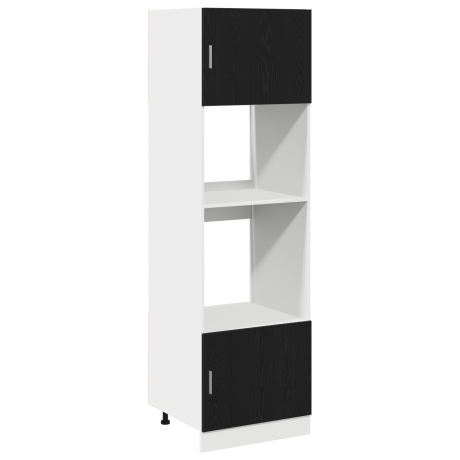 vidaXL Hangkast met plank Zwart Eiken 60 x 57 x 207 cm Bewerkt hout afbeelding2 - 1