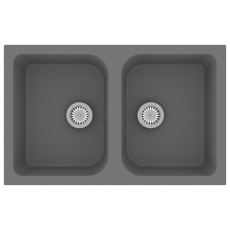 vidaXL Keukenkom Grijs 760x480x184 mm Graniet afbeelding2 - 1