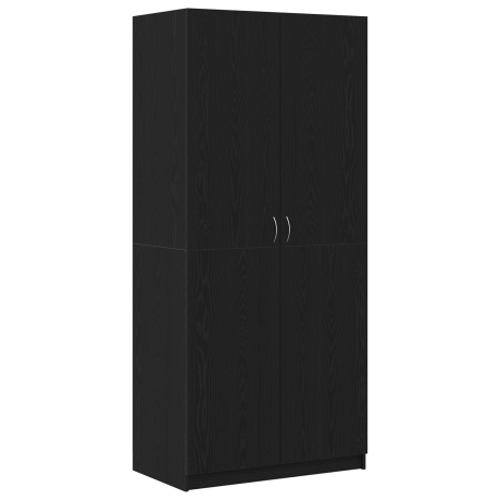 vidaXL Kledingkast 90x52x200 cm bewerkt hout zwart eikenkleurig afbeelding2 - 1