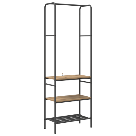 vidaXL Kledingrek met planken artisanaal eikenkleurig 60 x 30 x 171 cm afbeelding2 - 1