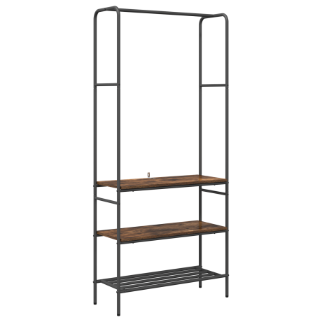 vidaXL Kledingrek met planken Gerookt eiken 77 x 30 x 171 cm afbeelding2 - 1