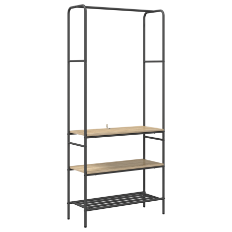 vidaXL Kledingrek met planken Sonoma eiken 77 x 30 x 171 cm afbeelding2 - 1