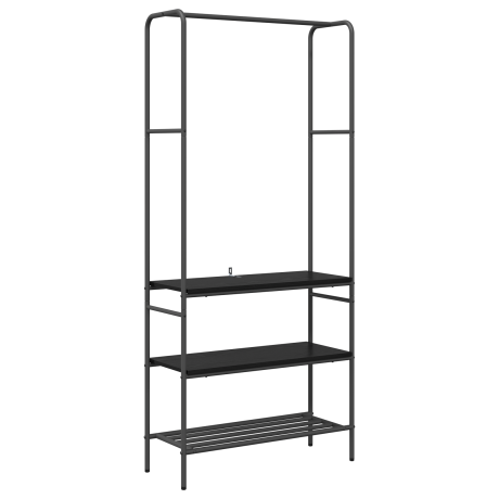 vidaXL Kledingrek met planken Zwart eiken 77 x 30 x 171 cm afbeelding2 - 1