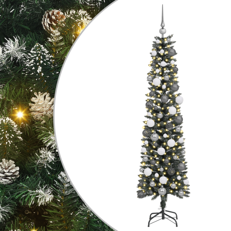 vidaXL Kunstkerstboom met decoratieve touwlichten Groen 180 cm PVC afbeelding2 - 1