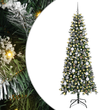 vidaXL Kunstkerstboom met decoratieve touwlichten Groen 210 cm PVC afbeelding2 - 1