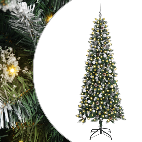 vidaXL Kunstkerstboom met decoratieve touwlichten Groen 240 cm PVC afbeelding2 - 1