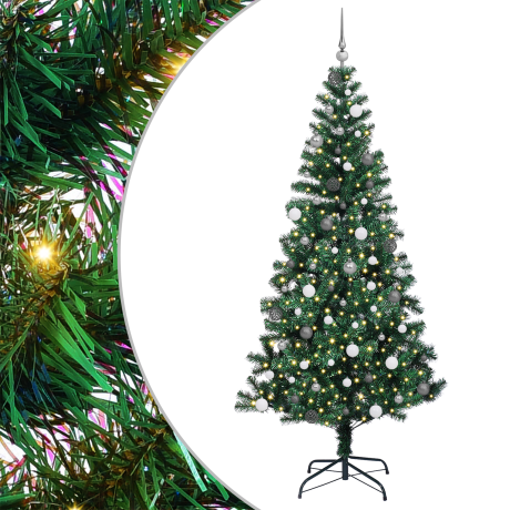 vidaXL Kunstkerstboom with Decorative String Lights Groen 240 cm PVC afbeelding2 - 1