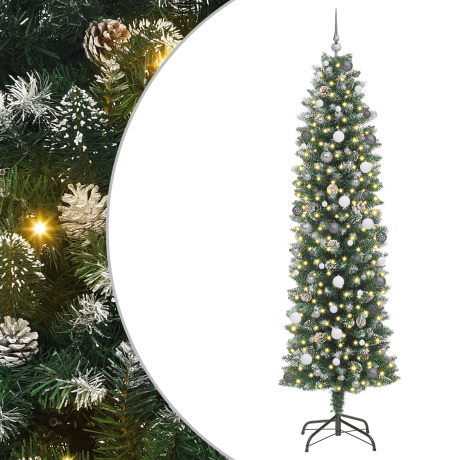 vidaXL Kunstmatige slanke kerstboom Groen 240 cm PVC afbeelding2 - 1