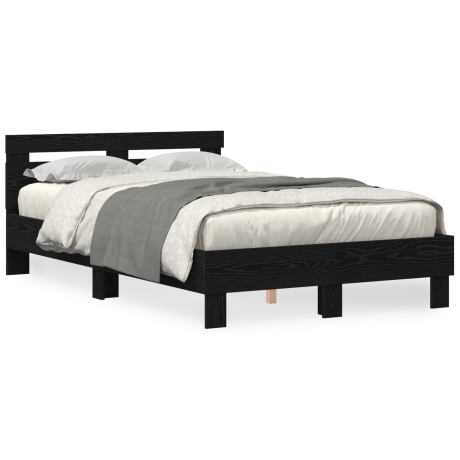 vidaXL Bedframe met LED Zwart Eiken 120 x 190 cm Bewerkt hout afbeelding2 - 1