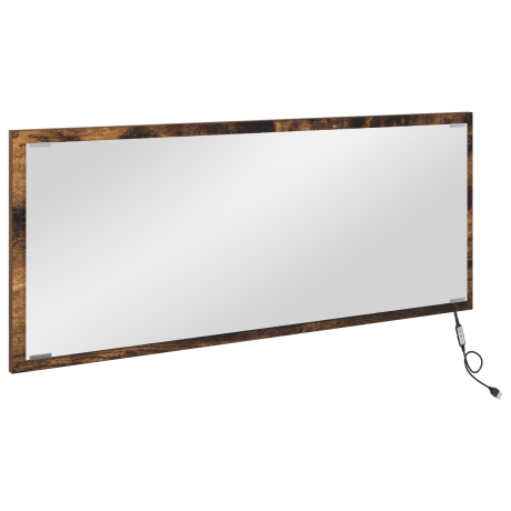 vidaXL LED Badkamer Spiegel Gerookt Eiken 90x8,5x37 cm Bewerkt Hout afbeelding2 - 1