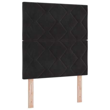 vidaXL LED Hoofdbord Diamond Blocks Zwart 80 cm van Fluweel afbeelding2 - 1