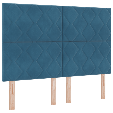 vidaXL LED Hoofdbord met Diamantblokken Ontwerp Donkerblauw 144 cm Velours afbeelding2 - 1