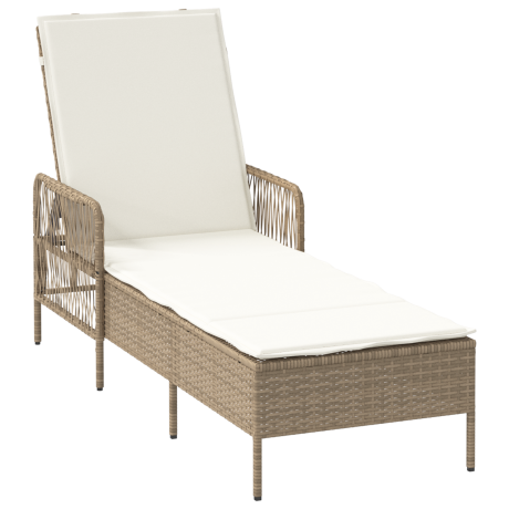 vidaXL Ligstoel Beige en Crème Wit 200 x 55 x 92 cm poly rattan afbeelding2 - 1