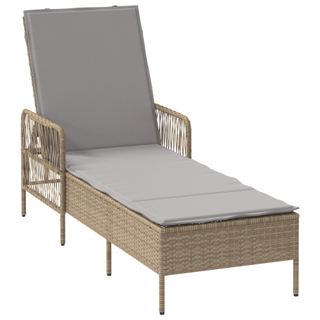 vidaXL Ligstoel Beige en Licht Grijs 200 x 55 x 92 cm poly rattan afbeelding2 - 1