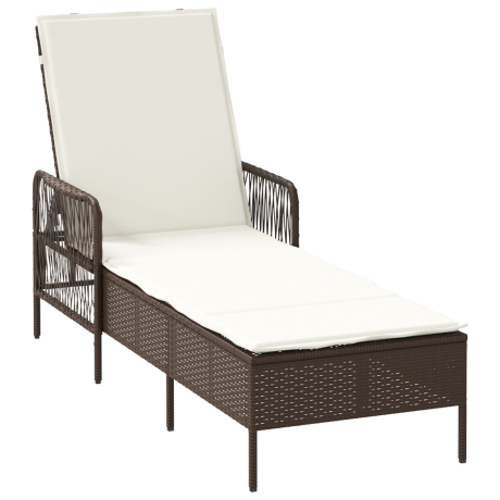 vidaXL Ligstoel Bruin en Crème Wit 55 x 200 x 92 cm poly rattan afbeelding2 - 1