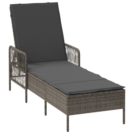 vidaXL Ligstoel Grijs en Donkergrijs 200 x 55 x 92 cm poly rattan afbeelding2 - 1