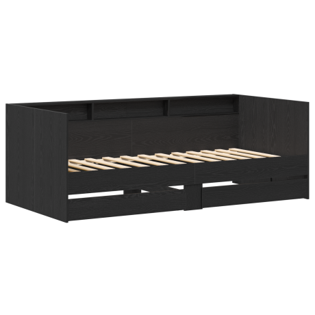 vidaXL Ligbed met Lades Betongrijs 90x200 cm Hout afbeelding2 - 1
