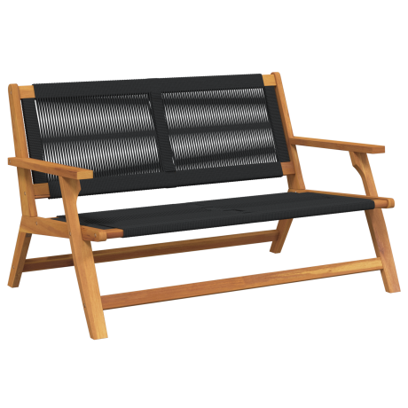 vidaXL Ligbed Zwart 76x122x73 cm Massief Acaciahout afbeelding2 - 1