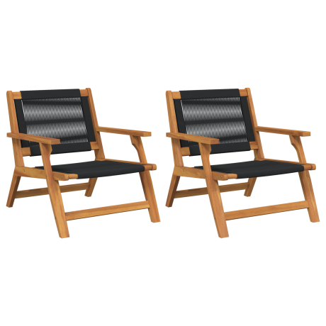 vidaXL Ligbedden 2 stuks Zwart 67x77x73 cm Massief Acaciahout afbeelding2 - 1
