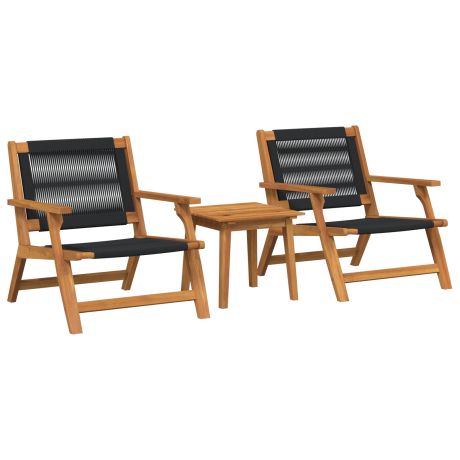 vidaXL Tuinstoelen met Tafel 3 pcs Zwart Massief Acaciahout afbeelding2 - 1