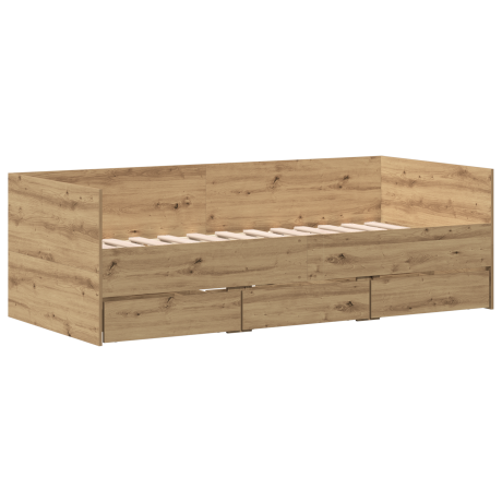 vidaXL Logeerbed Artisan Eiken Bewerkt Hout 90 x 200 cm Duurzaam afbeelding2 - 1