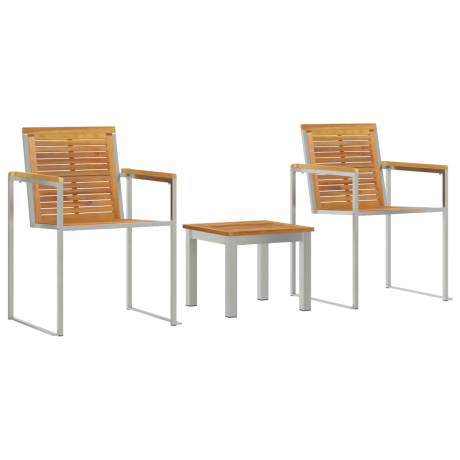 vidaXL Ligstoel 3 pcs Bruin Massief Teakhout afbeelding2 - 1