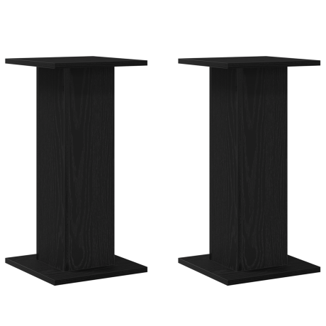vidaXL Plantenstandaard 2 pcs Zwart Eiken 30 x 30 x 60 cm Bewerkt hout afbeelding2 - 1