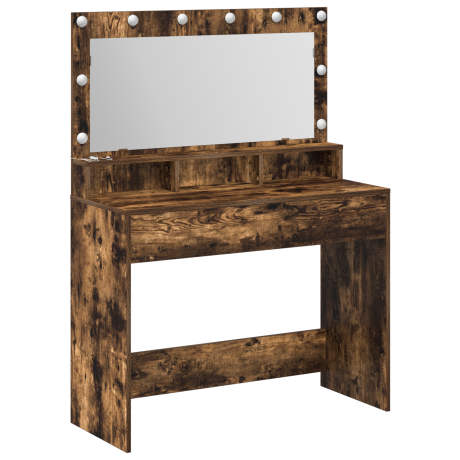 vidaXL Make-up tafel met LED-verlichting in rook eiken - 100x41x135 cm afbeelding2 - 1