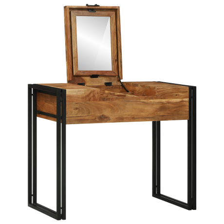 vidaXL Make-uptafel 90x50x75 cm Massief Acaciahout afbeelding2 - 1