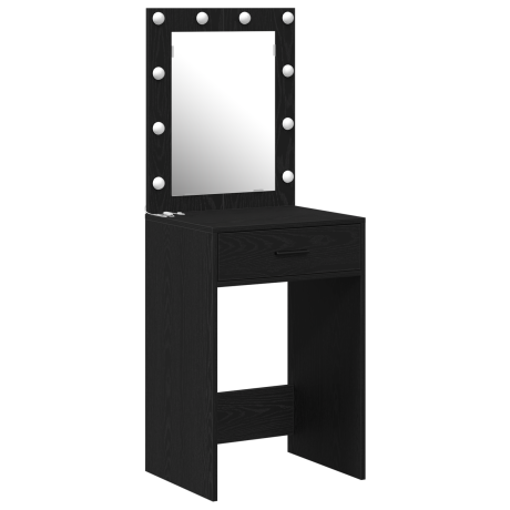 vidaXL Make-uptafel met LED-verlichting - Zwart Eiken 50x41x135 cm afbeelding2 - 1