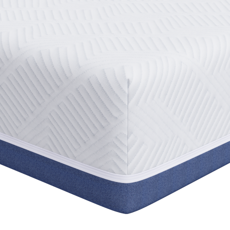 vidaXL Matrassen Wit, Blauw 200 x 200 cm 100% polyester jacquard stof afbeelding2 - 1