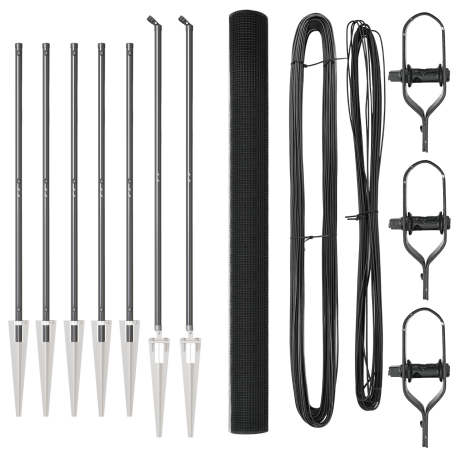 vidaXL metalen hekpaalset Set van 2 Grijs Metaal, kunststof 10 x 1.5 m afbeelding2 - 1
