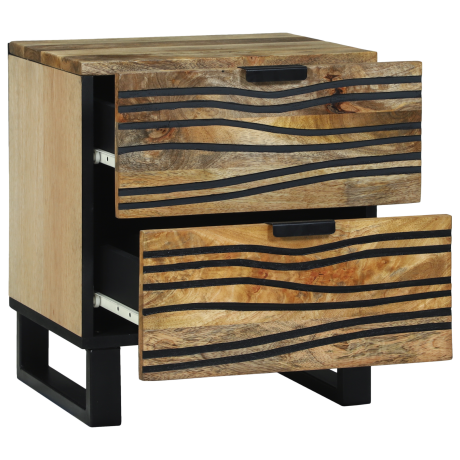 vidaXL Nachtkast 40x33.5x46 cm Massief Mangohout en Samengesteld Hout afbeelding2 - 1