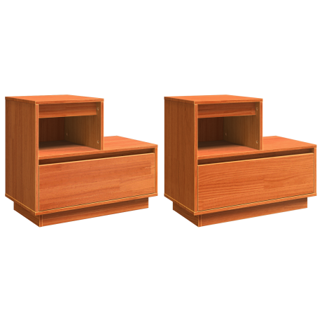 vidaXL Nachtkastje 2 pcs Wasbruin 60 x 34 x 51 cm Bewerkt hout afbeelding2 - 1
