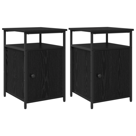 vidaXL Nachtkastje 2 pcs Zwart eiken Bewerkt hout afbeelding2 - 1