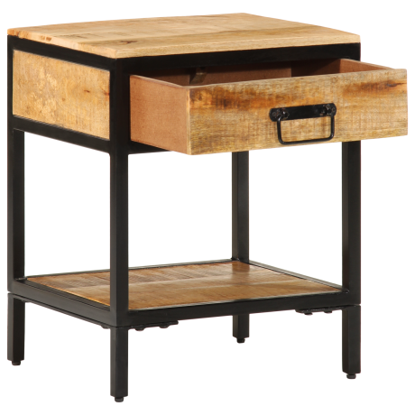 vidaXL Nachtkastje Bruin 40 x 35 x 50 cm Massief Mangohout en Metaal afbeelding2 - 1