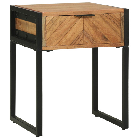 vidaXL Nachtkastje Bruin 40 x 35 x 50 cm Massief acaciahout en metaal afbeelding2 - 1