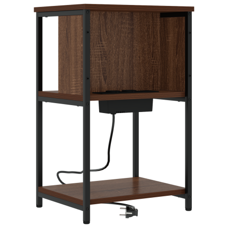 vidaXL Nachtkastje met plank Bruin Eiken 40 x 40 x 61 cm Bewerkt hout afbeelding2 - 1