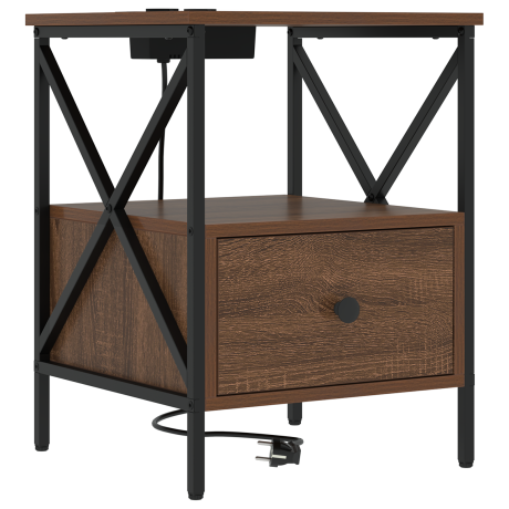 vidaXL Nachtkastje Bruin Eiken 41,5 x 40,5 x 55 cm Bewerkt hout afbeelding2 - 1