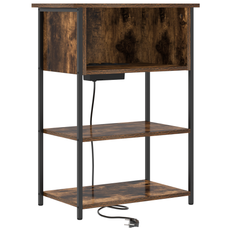 vidaXL Nachtkastje Gerookt eiken 55 x 31 x 76 cm Bewerkt hout afbeelding2 - 1