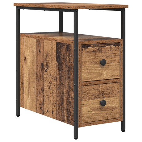 vidaXL Nachtkastje met lade Oud hout 30 x 60 x 60 cm Bewerkt hout afbeelding2 - 1