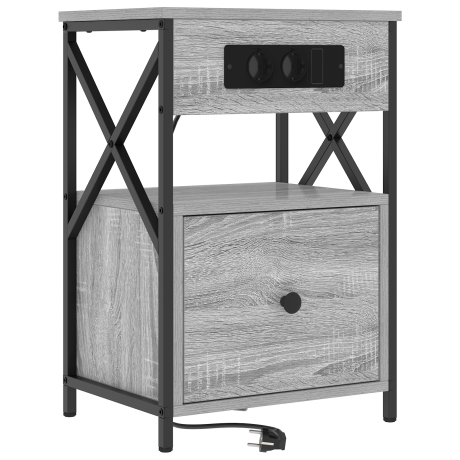 vidaXL Nachtkastje met lade Grijs Sonoma 40 x 31 x 60 cm Bewerkt hout afbeelding2 - 1