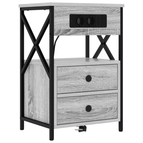 vidaXL Nachtkastje met lade Grijs Sonoma 40 x 31 x 60 cm Bewerkt hout afbeelding2 - 1