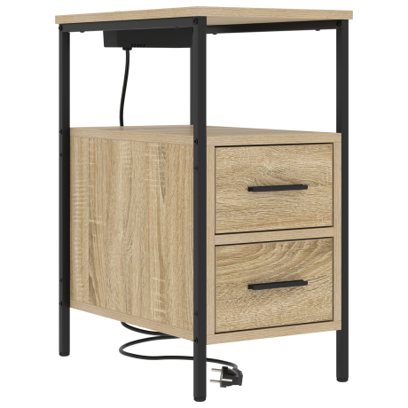 vidaXL Nachtkastje met lade Sonoma Eiken 30 x 48 x 61 cm Bewerkt hout afbeelding2 - 1