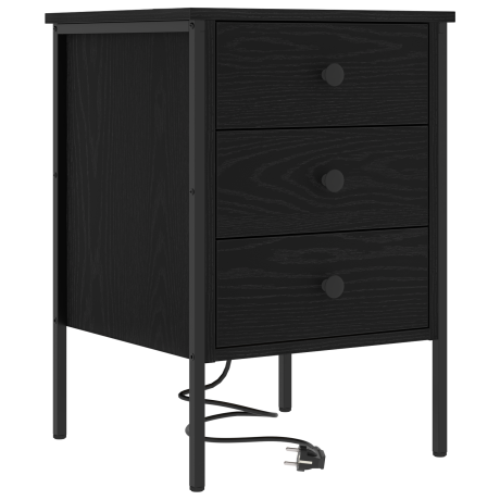 vidaXL Nachtkastje met lade Zwart eiken 42 x 41 x 61 cm Bewerkt hout afbeelding2 - 1