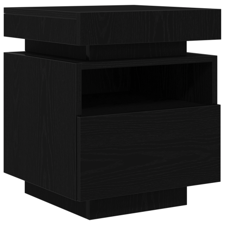 vidaXL Nachtkastje met lade Zwart Eiken 40 x 39 x 48,5 cm Bewerkt hout afbeelding2 - 1