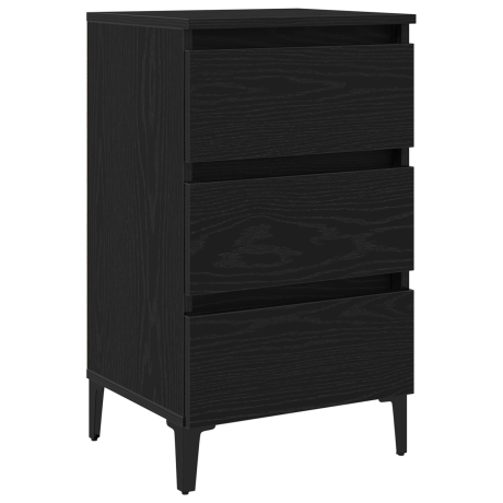 vidaXL Nachtkastje met lade Zwart Eiken 40 x 35 x 69 cm Bewerkt hout afbeelding2 - 1