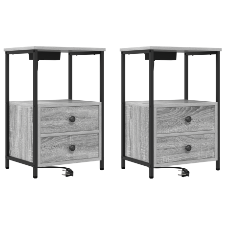 vidaXL Nachtkastje 2 pcs Grijs Sonoma 40 x 31 x 60 cm Bewerkt hout afbeelding2 - 1