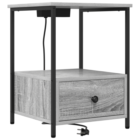 vidaXL Nachtkastje met lade Grijs Sonoma 42 x 41 x 56 cm Bewerkt hout afbeelding2 - 1